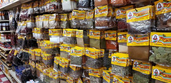 A portion of spices & witchy supplies. This is one of the locations I go to & stock up my altar supplies.