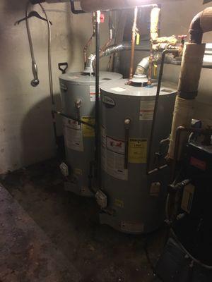 Same day installation of two new water heaters for a two family home in bellmore ny.