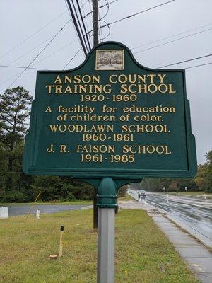 Anson County Training School Historical Marker