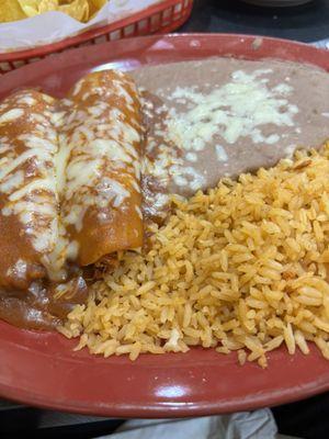 Chicken enchilada and tamale combo