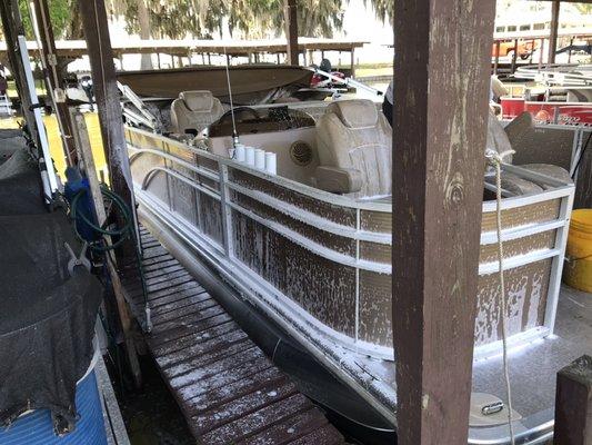 This pontoon is getting ready for Spring!