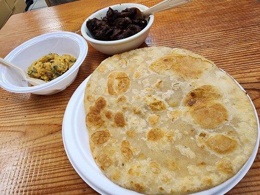 Paratha with kala bhuna and aloo bharta