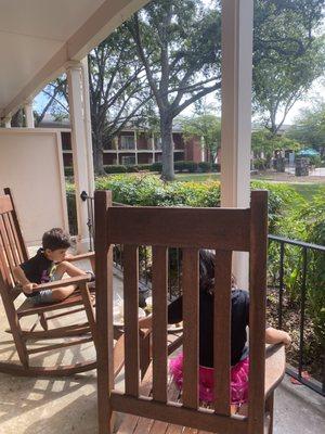 Patio with rocking chairs