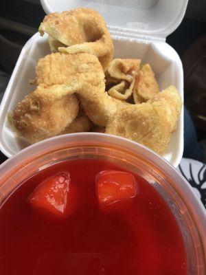 Cream Cheese Rangoon's with Sweet n Sour Sauce