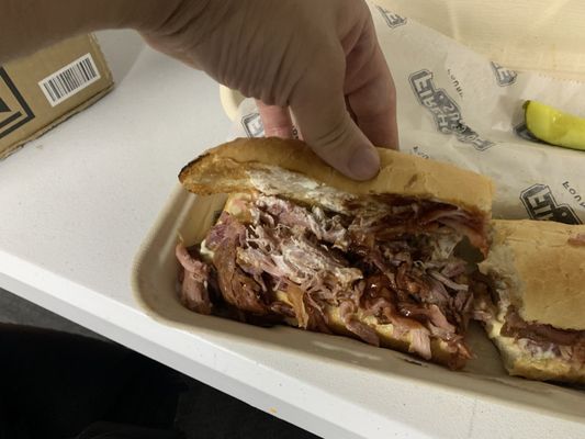 Botched Bbq Cuban Sub that's missing all the vegetables