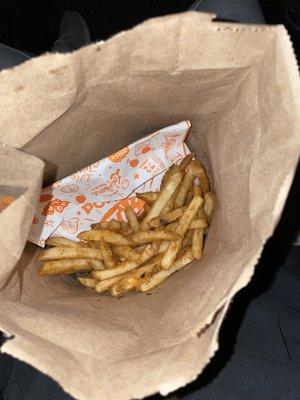 fries just thrown in the bag...