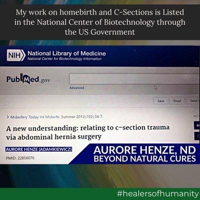 Naturopath, Aurore Henze's work in Women's health is cited in the US. Gov, National Library of Medicine.