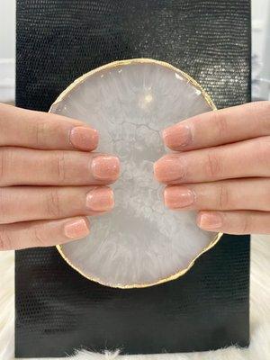 Shimmery Nude/pink (c-167) dip color with square round shape!