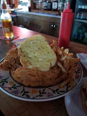 2 Piece Chicken Breast w/ Fries and Garlic Bread!