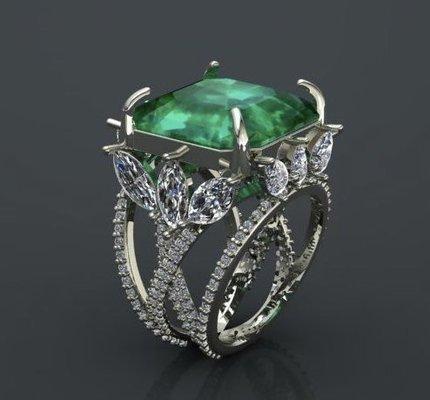 Beautiful Design in 14k gold and emerald stone with diamonds