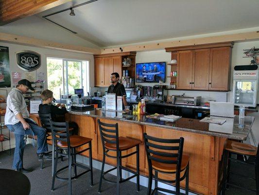 Inside of clubhouse with beers on tap