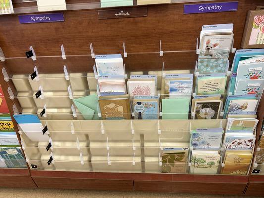 Poor selection of Hallmark sympathy cards in this store!