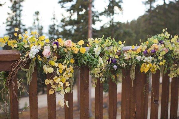 Fall mountain wedding ceremony garland