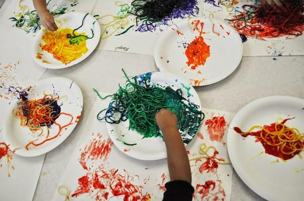 Enrichment art classes in the preschool at CPCC