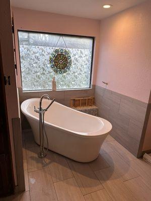 Freestanding tub and faucet installation we recently completed