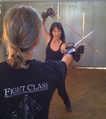 Dan Speaker and Jan Bryant fight with Rapier and Dagger.