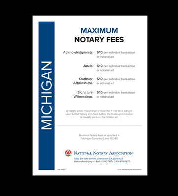 Michigan Notary Fees