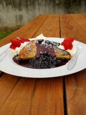 French toast with Blueberry Compote and Chantilly Creme.