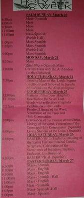 Holy Week Mass Schedule