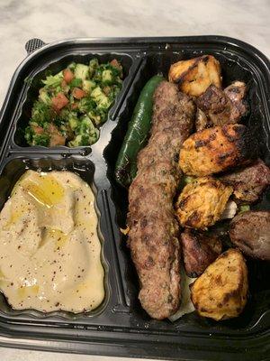 Mixed Grill Platter with Fattoush Salad and Hummus