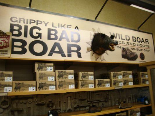 Wild boar display in the women's shoe section!