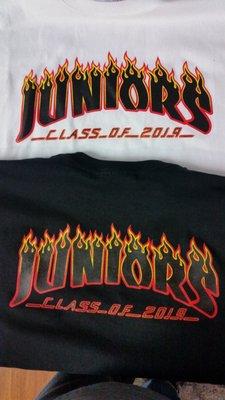 The Junior class wanted their class shirts in the Thrasher logo theme.