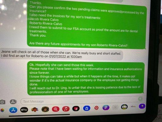 Once I mentioned I was reaching out to Dr. Ung, they reached out on the other number.