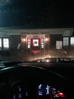 Night photo of hospital