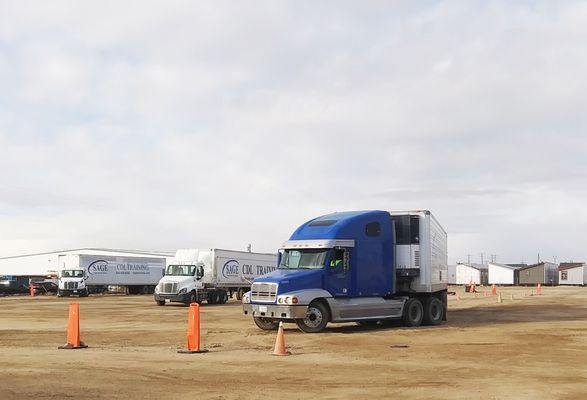 Sage training truck on driving range.