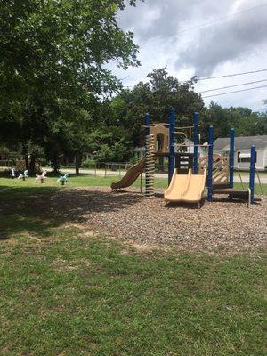 One of three playground sets.