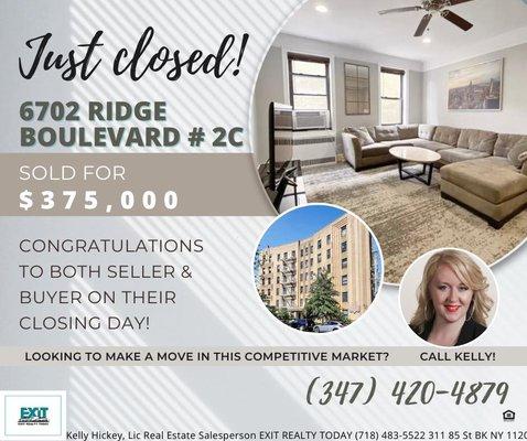 It's closing time for this beautiful one-bedroom on Ridge Boulevard  Congratulations all around!