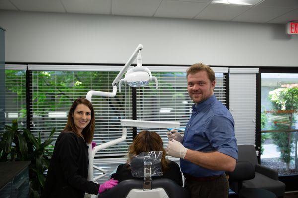 Our warrior, D, and I at work treating a new patient