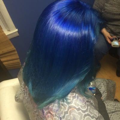 Fantasy hair color available!! Check out this Blue Ombre