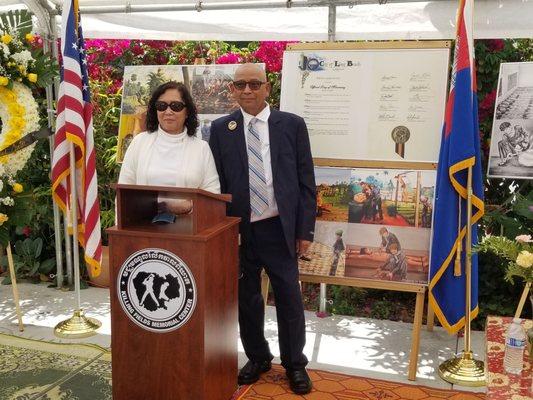 Killing Fields Memorial Center president, Terry Ngin, and his wife, Angela Thong, after morning darma. 4/21/2021.