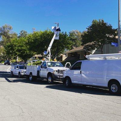 SecurityBud Installing Light Poles with Automatic License Plate Readers.