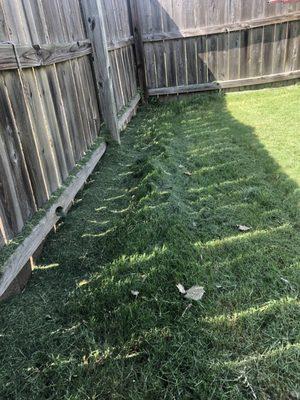 Lawn clearly cut unevenly