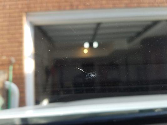 This is an example of a windshield rock chip "repair" after Glass doctor "fixed" it. Spoke with Manger Dave who said it was done correctly