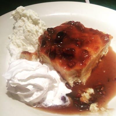 Bread pudding with praline sauce... Yum