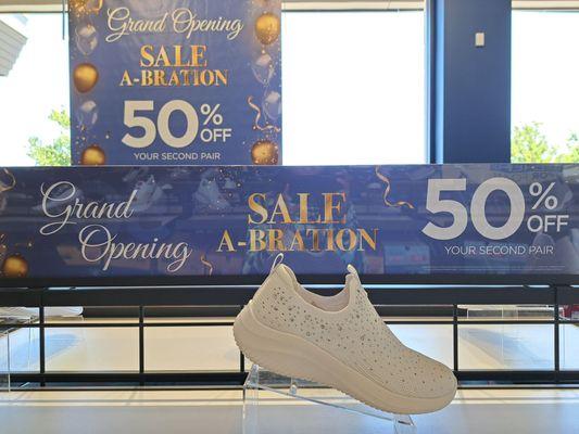 Sketchers Grand Opening and Back To School Sale is 50% off your second pair.