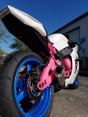 PINK AND BLUE POWDER COATING