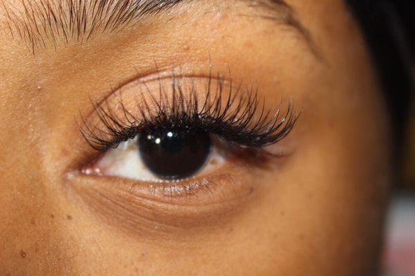 Close up on eyelash extensions