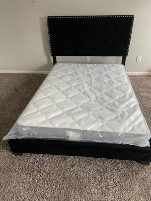 The flimsy mattress sinks right through slats. Only a toddler could sleep in it.