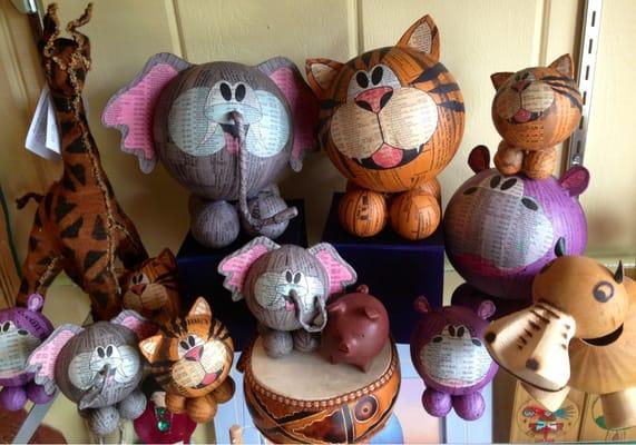 Recycled paper mâché animals handmade in Philippines