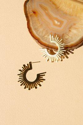 Sophia Sunburst Hoops in 14kt Gold Overlay | Bold Statement Earrings