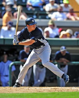 Doug Bernier at bat for the New York Yankees.  Spring training 2012.  Image by Ed Wolfstein