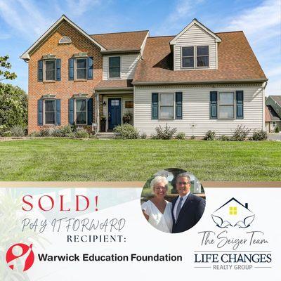 SOLD!
 Buy. Sell. Do Good!
 Pay It Forward.
 Warwick Education Foundation