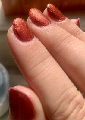 Nail polish not smooth.