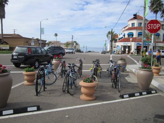 Bike corral FULL of bikes again overlooking the ocean on a nice summer day in Riviera Village!