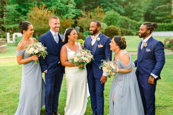 Wedding couple and bridal party