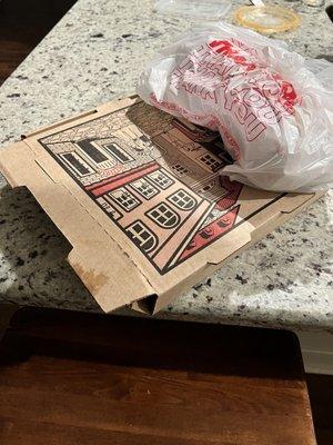 12' - The Spartan. Box partly open. Pizza cold upon delivery.